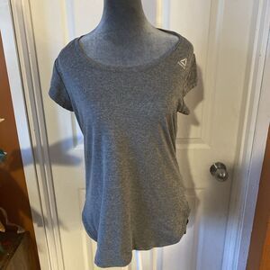 Reebok Women’s Medium M Gray Boat Neck T Shirt Active Jogging Exercise
